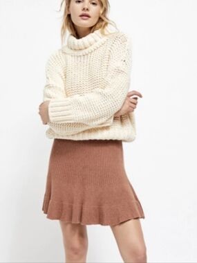 Free People Ribbed Knit Ruffle Hem Skirt